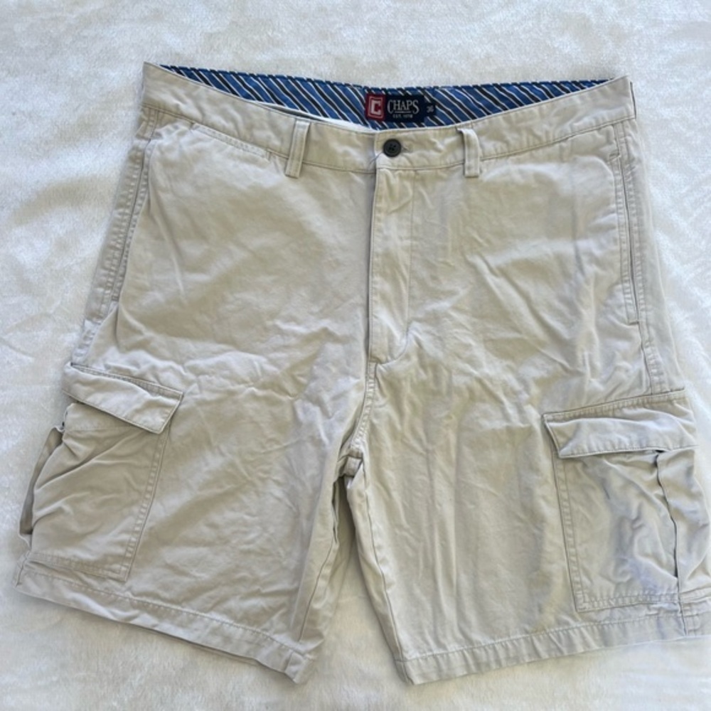Chaps 100% Cotton‎ Khaki Cargo Shorts Sz 36 EUC